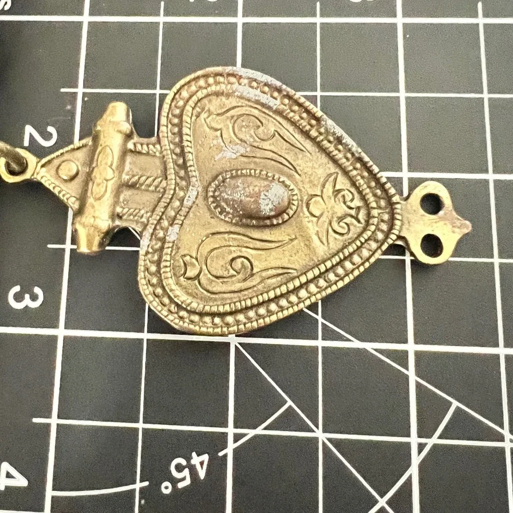 Studio In New York Brass Charm Chain Belt Made in Italy 40 Inch Whimsical Goth